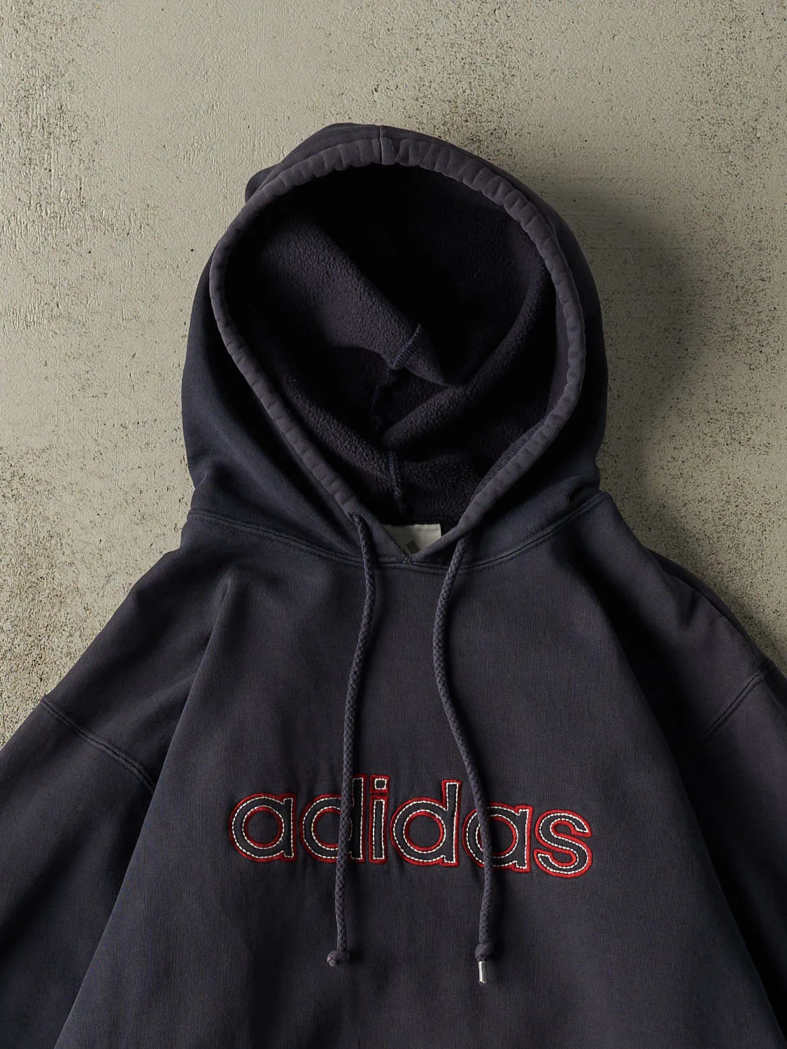 Vintage 90s Navy Blue Adidas Embroidered Hoodie (M/L) sold by Rebalance Vintage product image thumbnail 2