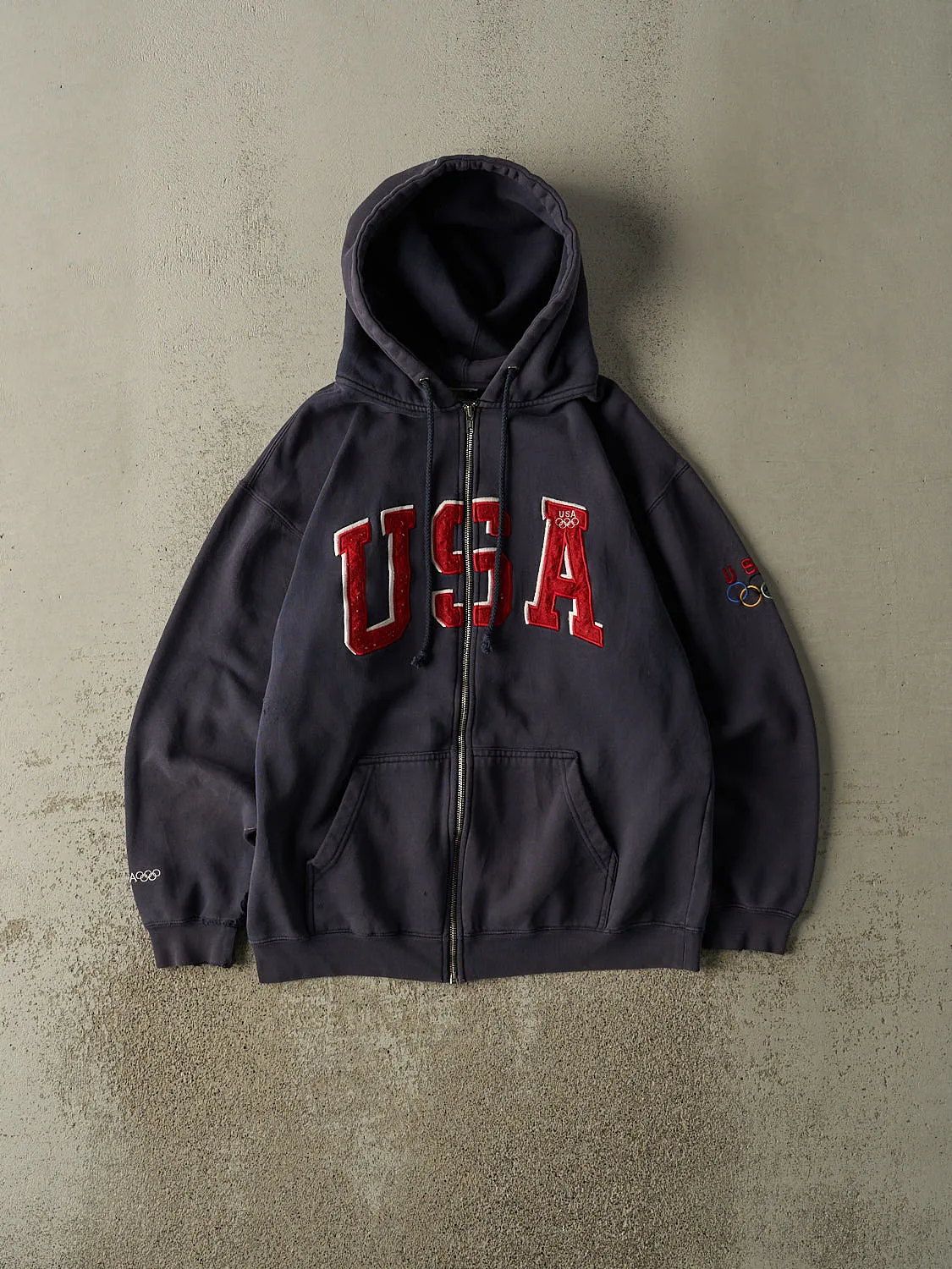 Vintage Y2K Navy Blue Team USA Embroidered Zip Up Hoodie (M/L) sold by Rebalance Vintage