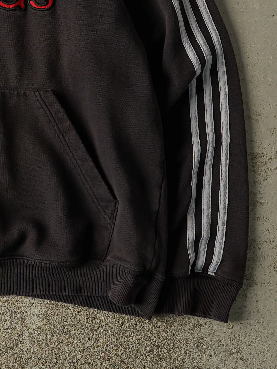 Vintage Y2K Faded Black Adidas Embroidered Hoodie (L) sold by Rebalance Vintage product image thumbnail 4