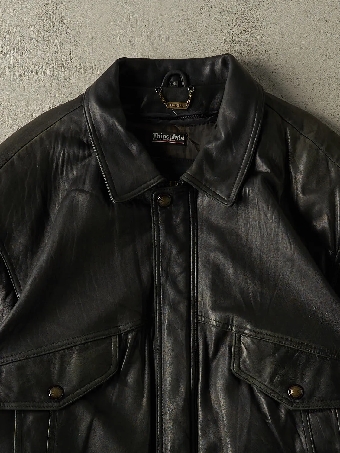 Vintage 90s Black Danier Leather Bomber Jacket (XL/XXL) sold by Rebalance Vintage product image thumbnail 2
