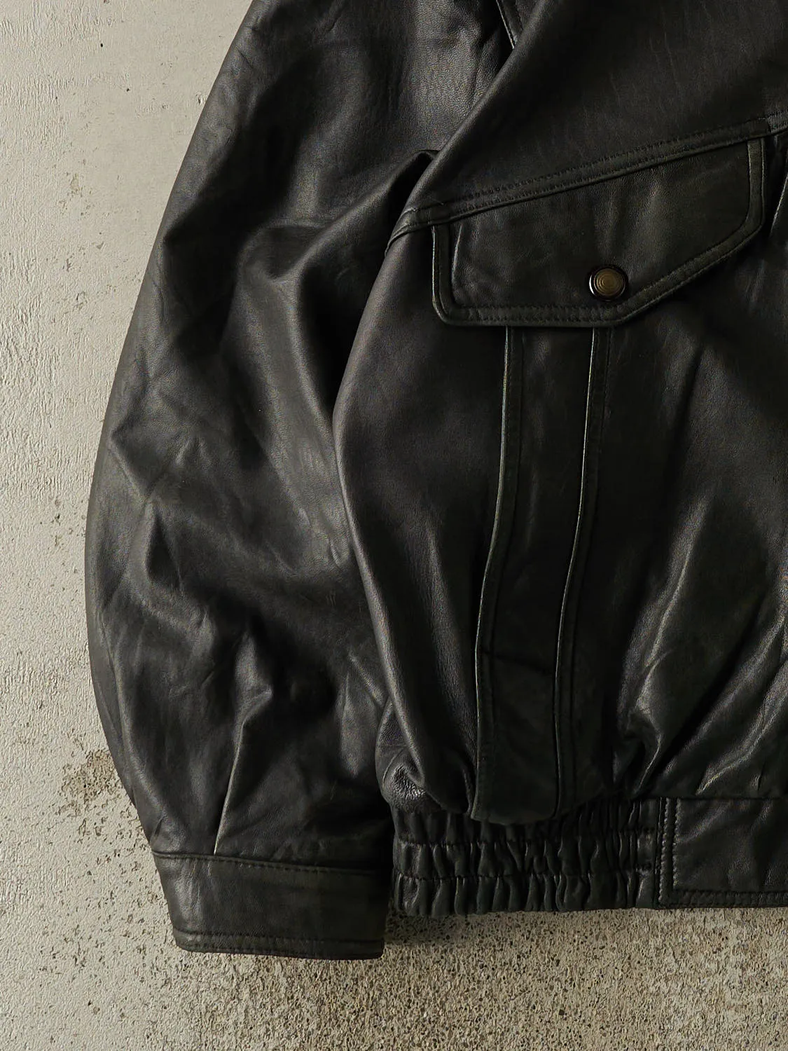 Vintage 90s Black Danier Leather Bomber Jacket (XL/XXL) sold by Rebalance Vintage product image thumbnail 3