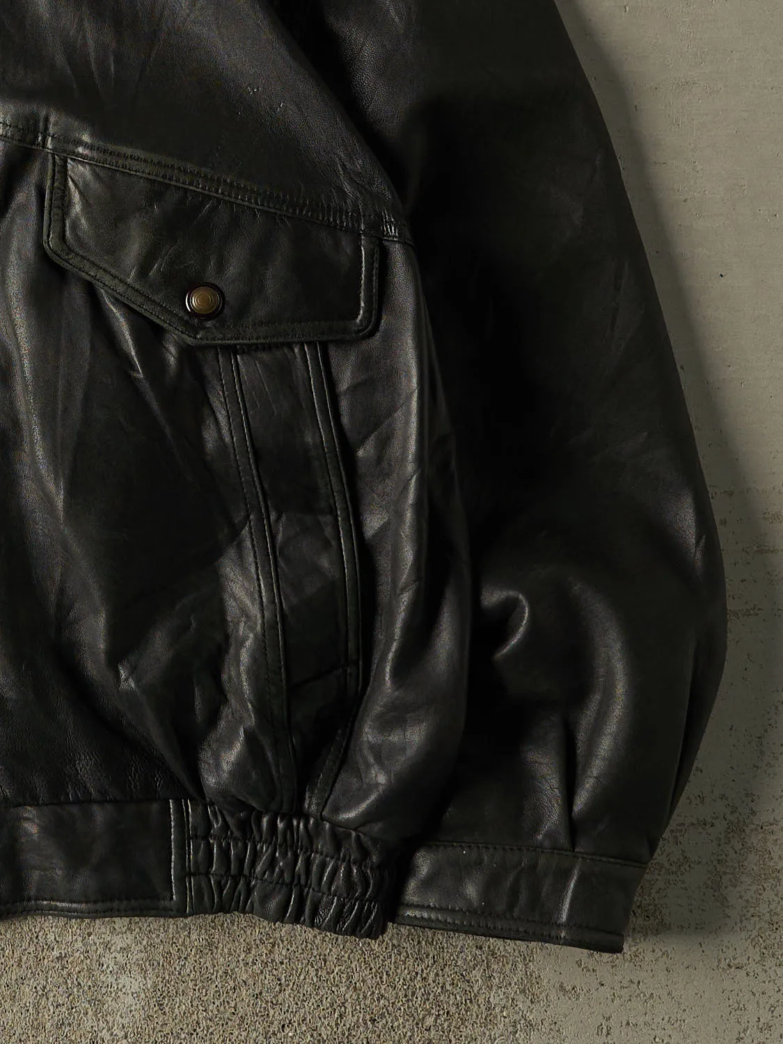 Vintage 90s Black Danier Leather Bomber Jacket (XL/XXL) sold by Rebalance Vintage product image thumbnail 4