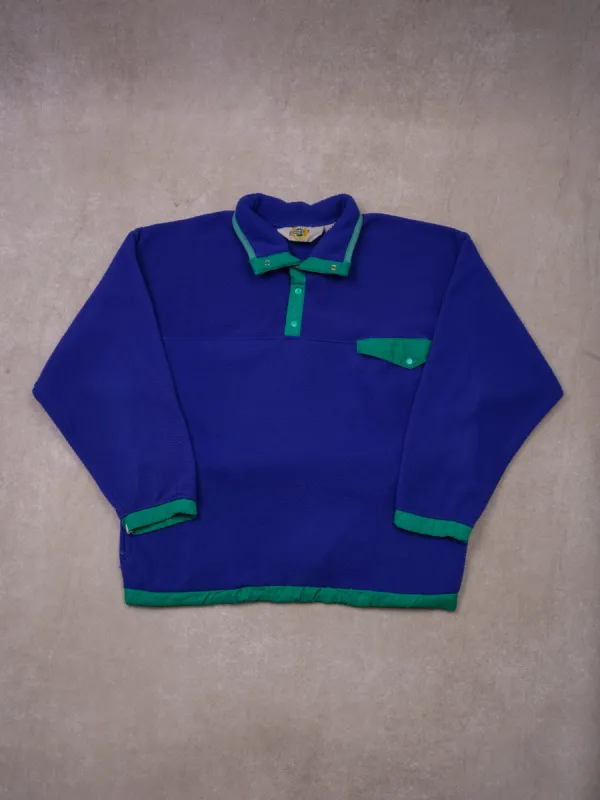 Vintage 80s Field Gear Blue 1/4 Button Fleece Button Up (L) sold by Rebalance Vintage