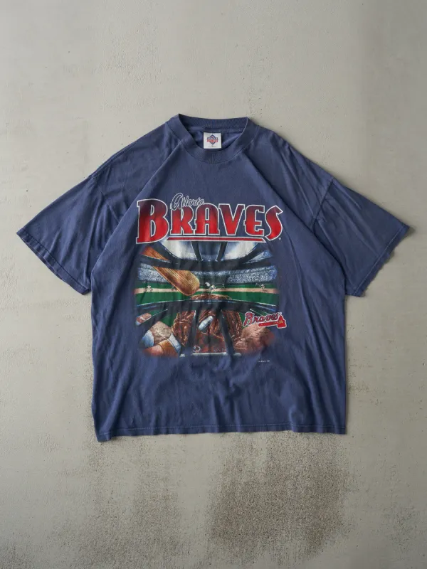 Vintage 96' Blue Atlanta Braves Baseball Tee (L) sold by Rebalance Vintage