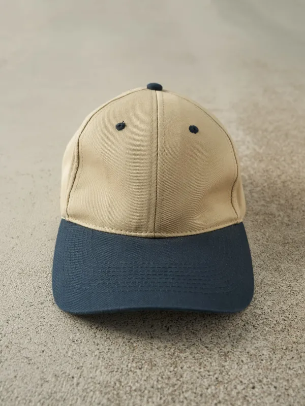 Vintage 90s Beige & Navy Blank Strapback (O/S) sold by Rebalance Vintage