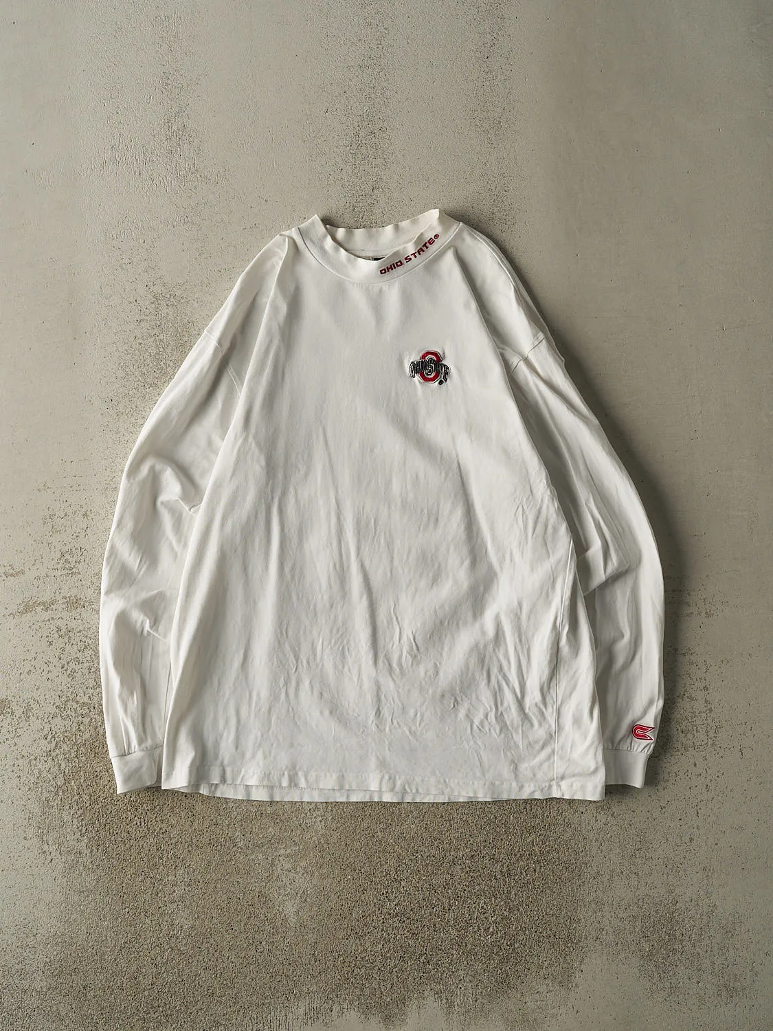 Vintage Y2K White Ohio State University Embroidered Mock Neck Long Sleeve (XL) sold by Rebalance Vintage