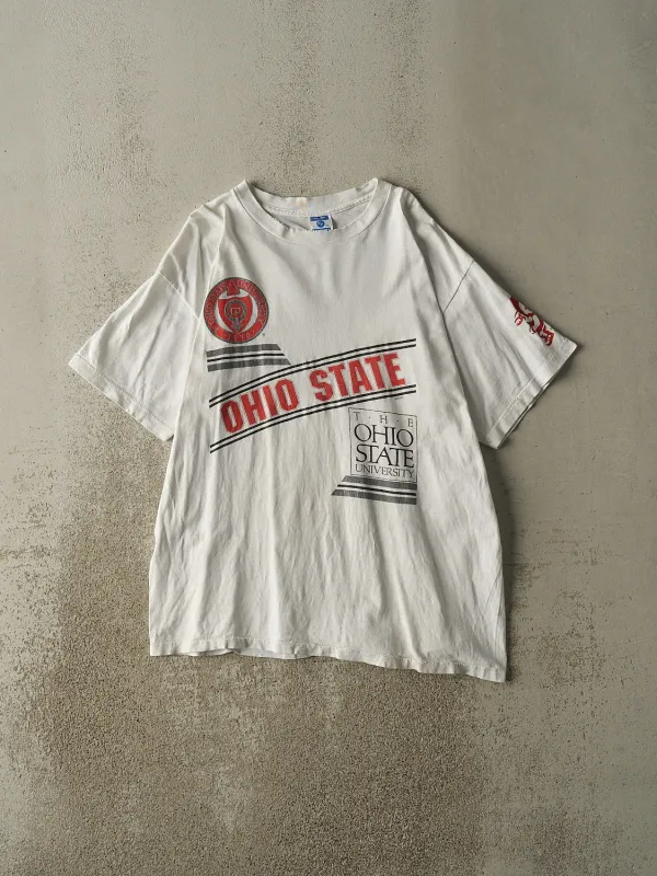 Vintage 90s White Ohio State Buckeyes Tee (L/XL) sold by Rebalance Vintage