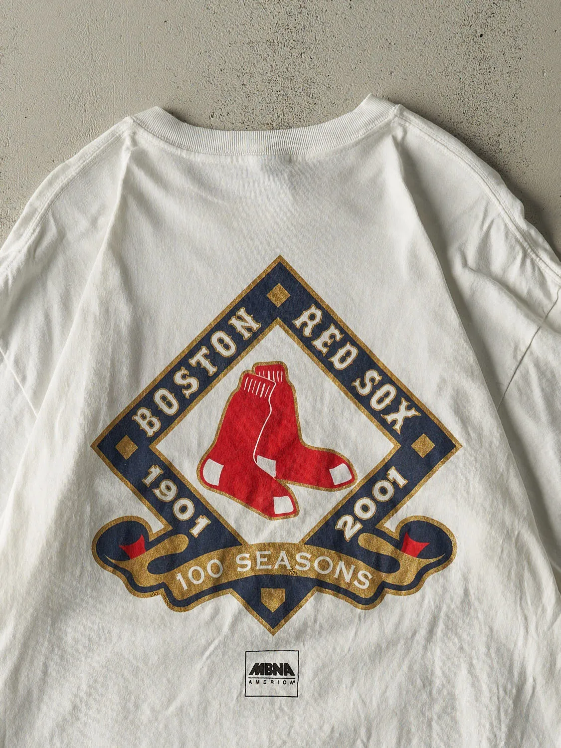 Vintage 01' White Boston Red Sox Tee (XL) sold by Rebalance Vintage product image thumbnail 4