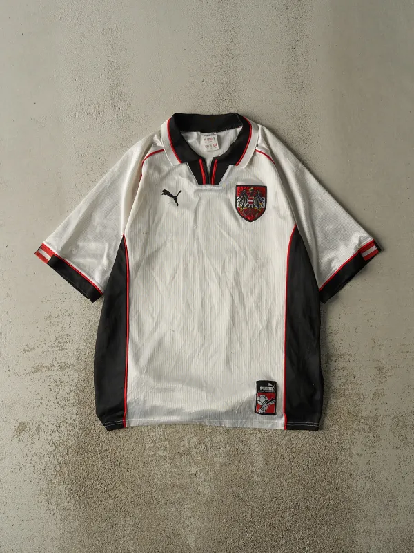 Vintage 90s White & Black Austria Puma Soccer Jersey (L) made by Rebalance Vintage