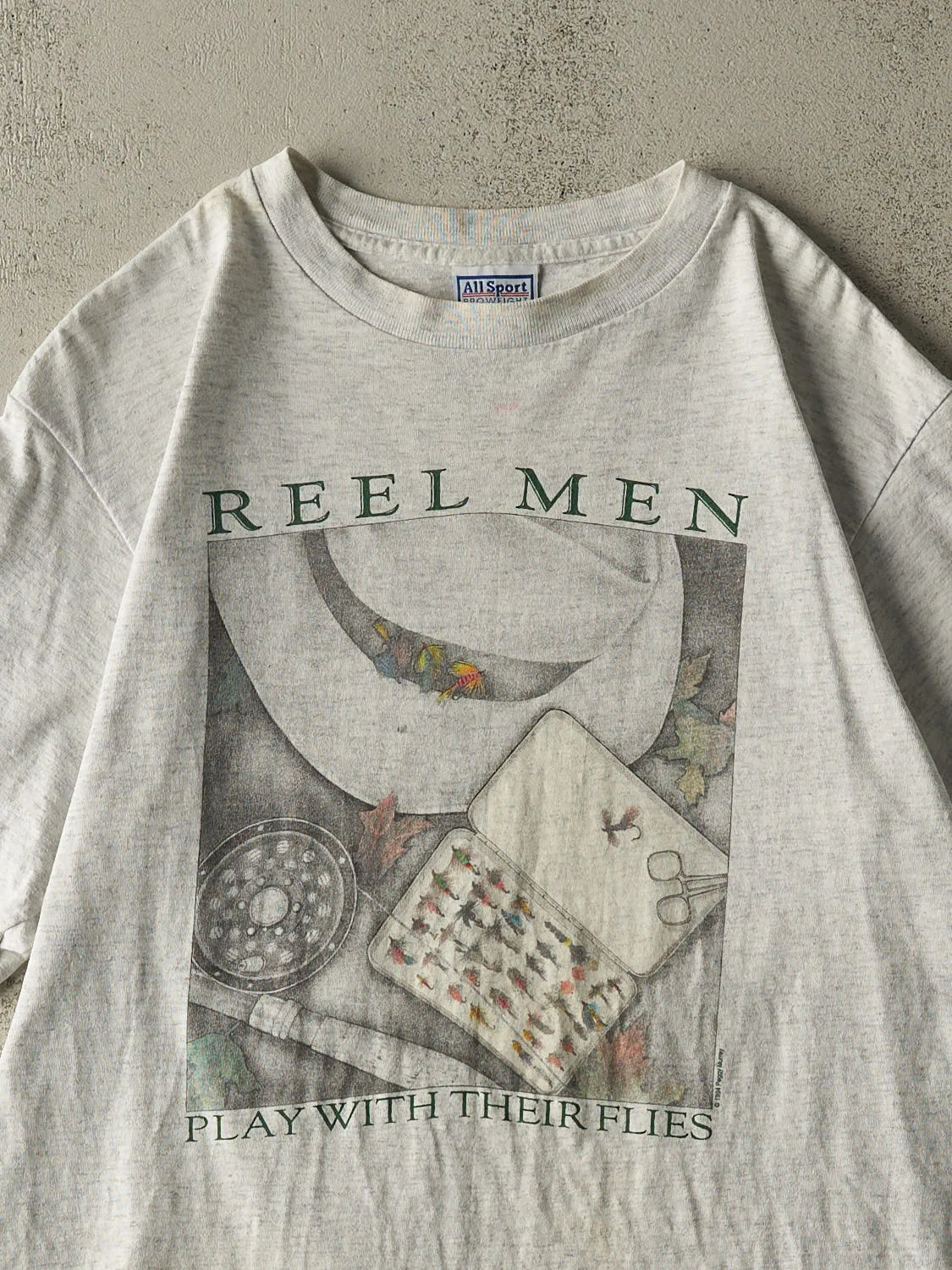 Vintage 94' Heather Grey Fishing Slogan Tee (M/L) sold by Rebalance Vintage product image thumbnail 2