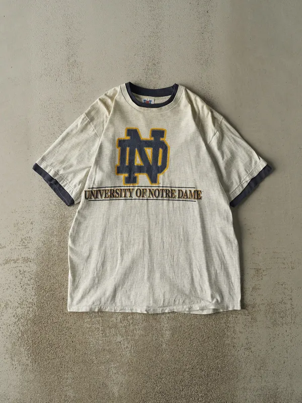 Vintage 90s Heather Grey University of Notre Dame Tee (L/XL) made by Rebalance Vintage