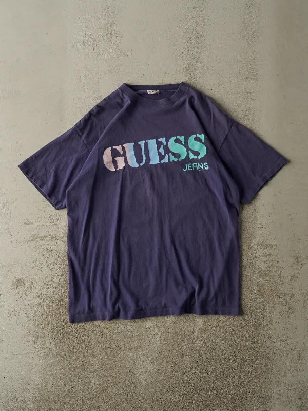 Vintage 93' Sun Faded Navy Guess Single Stitch Tee (L/XL) sold by Rebalance Vintage