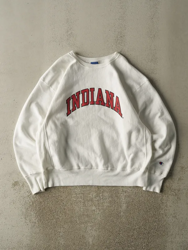 Vintage 90s White Indiana University Champion Crewneck (L/XL) sold by Rebalance Vintage
