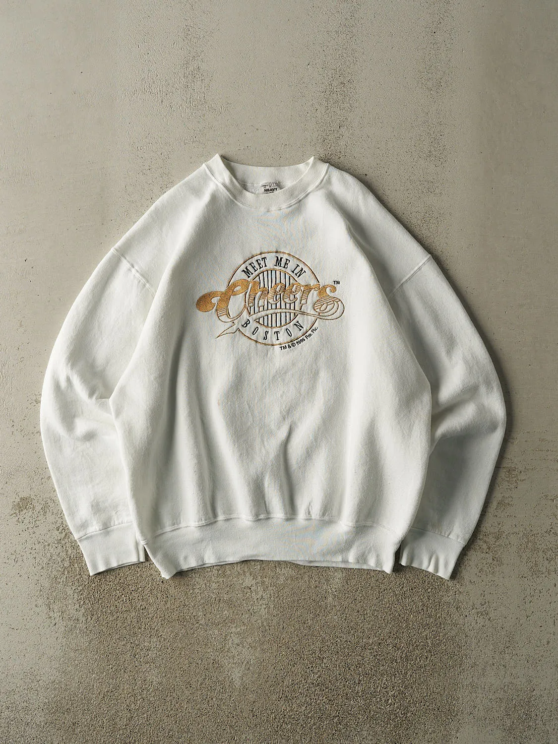 Vintage 95' White Cheers "Meet Me In Boston" Crewneck (L/XL) sold by Rebalance Vintage