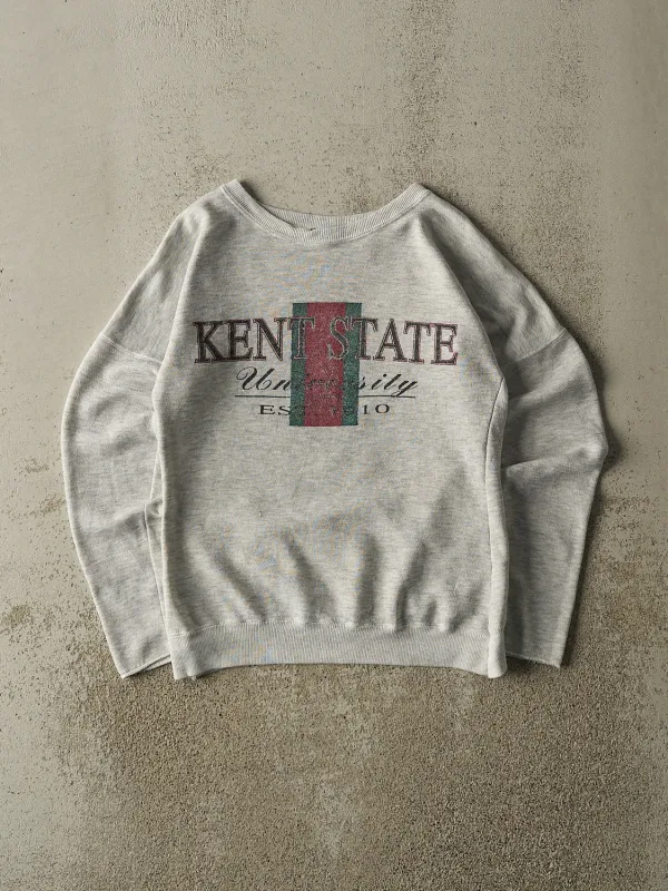 Vintage 80s Heather Grey Kent State University Crewneck (XS/S) sold by Rebalance Vintage