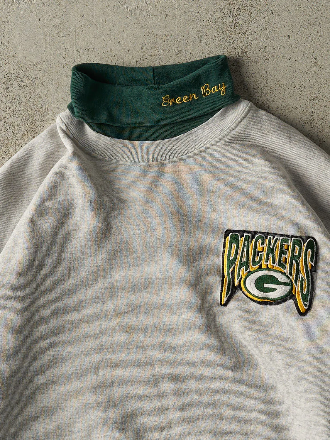 Vintage 90s Heather Grey Green Bay Packers Turtle Neck Sweatshirt (L/XL) sold by Rebalance Vintage product image thumbnail 2