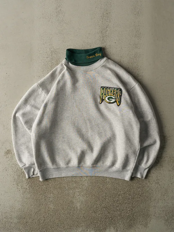 Vintage 90s Heather Grey Green Bay Packers Turtle Neck Sweatshirt (L/XL) sold by Rebalance Vintage