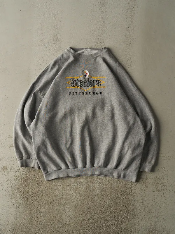 Vintage 90s Grey Pittsburgh Steelers Embroidered Crewneck (XL/XXL) sold by Rebalance Vintage