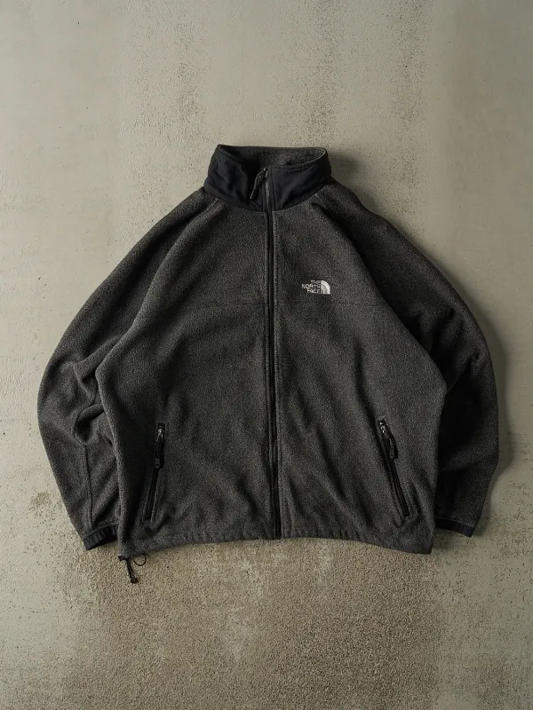 Vintage 90s Charcoal Grey North Face Embroidered Zip Up Fleece (XL/XXL) sold by Rebalance Vintage