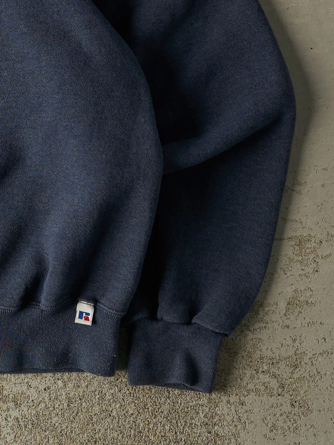 Vintage 90s Sun Faded Navy Russell Athletic Blank Crewneck (L/XL) sold by Rebalance Vintage product image thumbnail 4