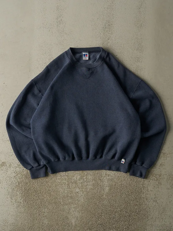 Vintage 90s Sun Faded Navy Russell Athletic Blank Crewneck (L/XL) sold by Rebalance Vintage