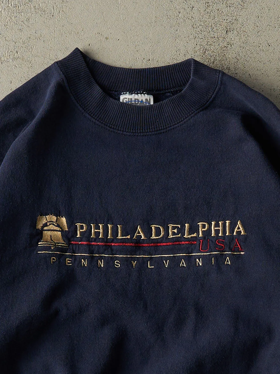Vintage 90s Navy Blue Philadelphia Embroidered Crewneck (M) sold by Rebalance Vintage product image thumbnail 2