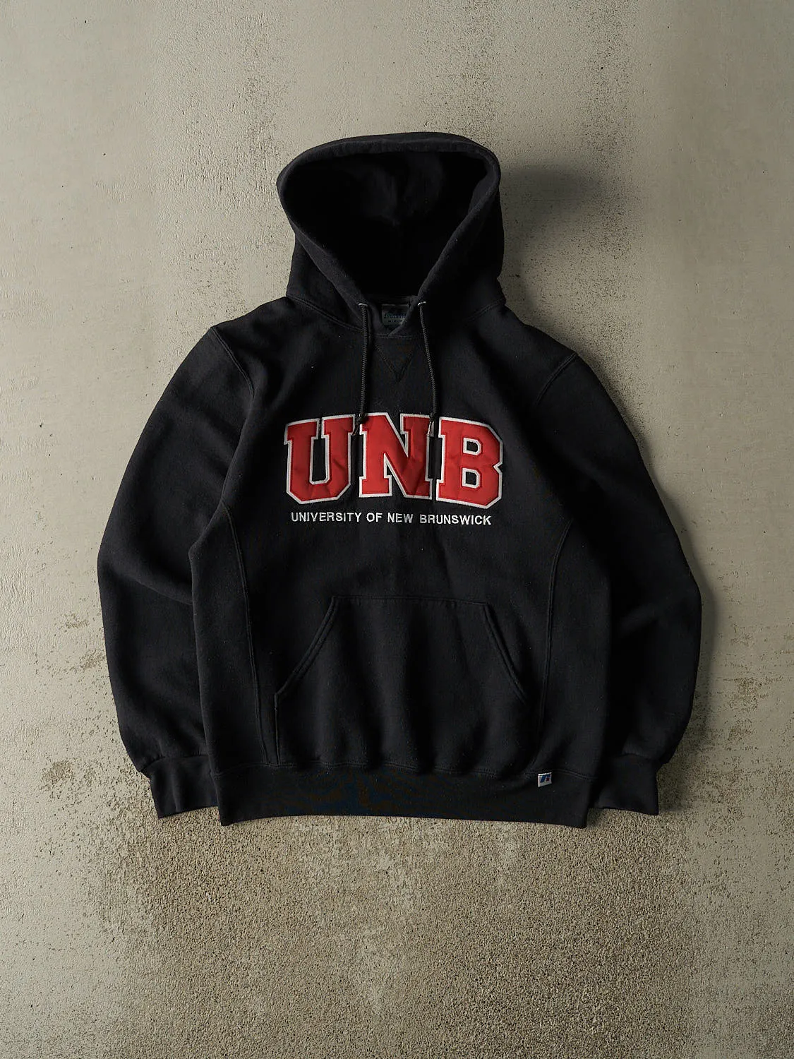 Vintage Y2K Black Russell Athletic University of New Brunswick Hoodie (M) sold by Rebalance Vintage