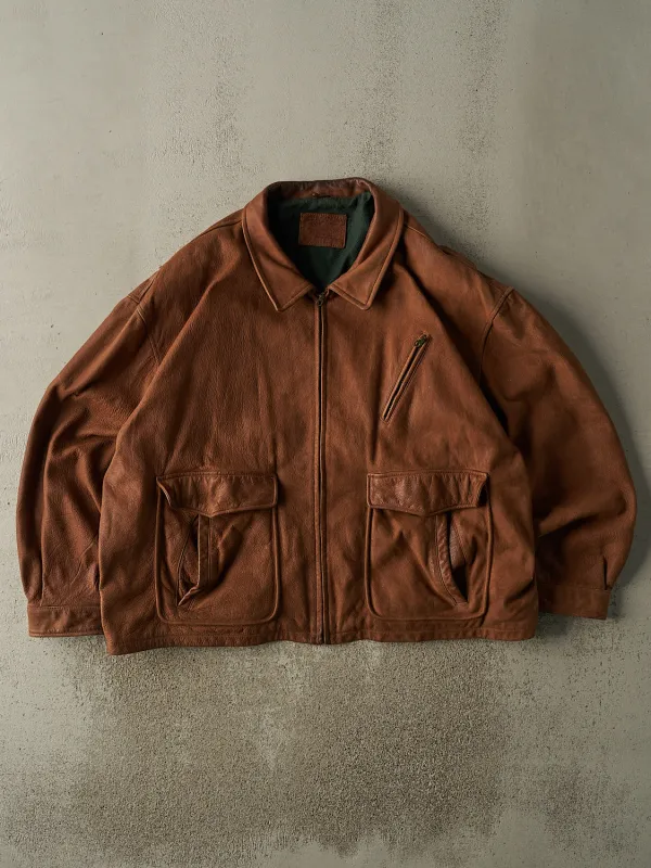 Vintage 90s Brown Suede Leather Jacket (XXL) sold by Rebalance Vintage