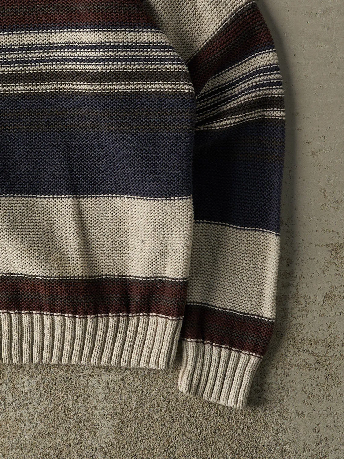 Vintage 90s Beige, Navy & Brown Striped Knit (L/XL) sold by Rebalance Vintage product image thumbnail 4