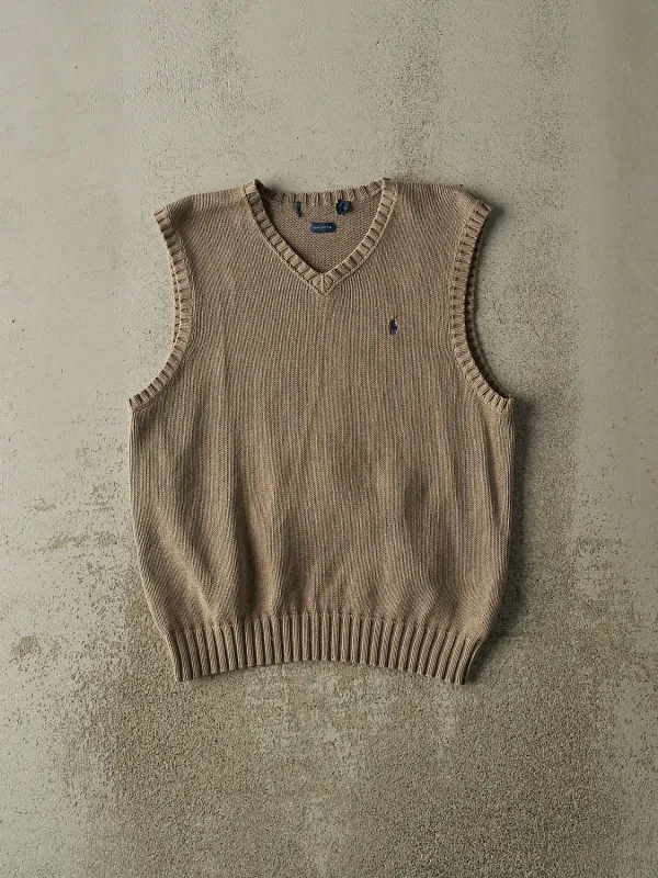 Vintage 90s Beige Polo Embroidered Knit Vest (S) sold by Rebalance Vintage