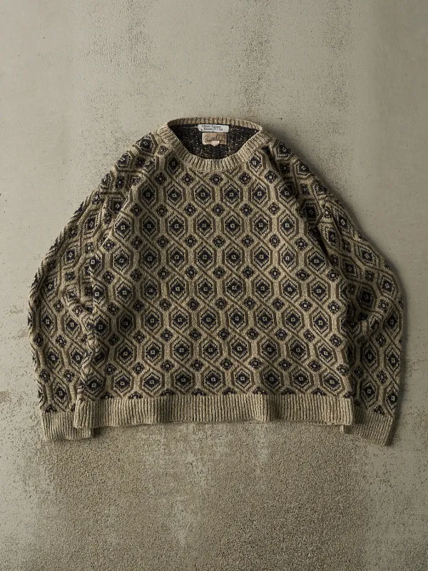 Vintage 90s Beige Patterned Knit (M) sold by Rebalance Vintage