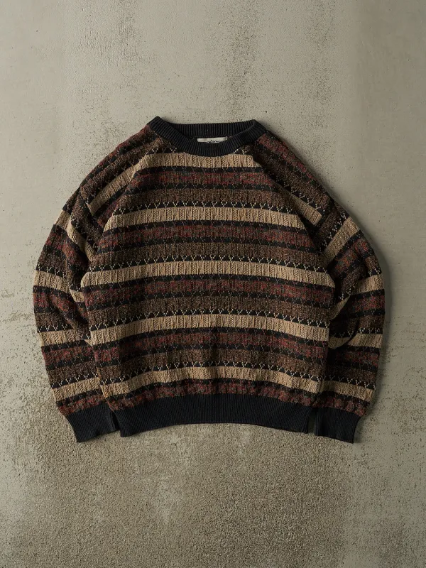 Vintage 90s Brown Striped Patterned Knit (L) sold by Rebalance Vintage