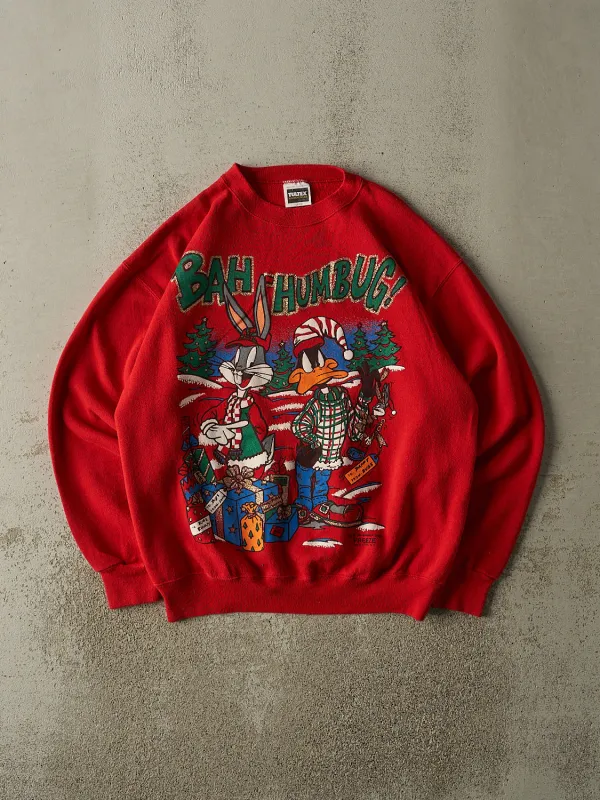 Vintage 94' Red Looney Tunes "Bah Humbug" Crewneck (M/L) sold by Rebalance Vintage