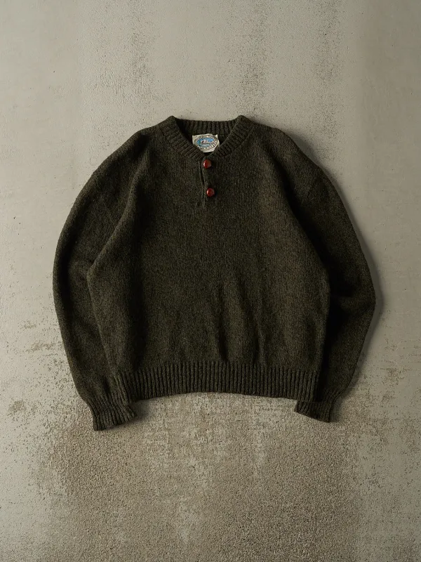 Vintage 80s Green Quarter Button Knit Pullover (S) sold by Rebalance Vintage