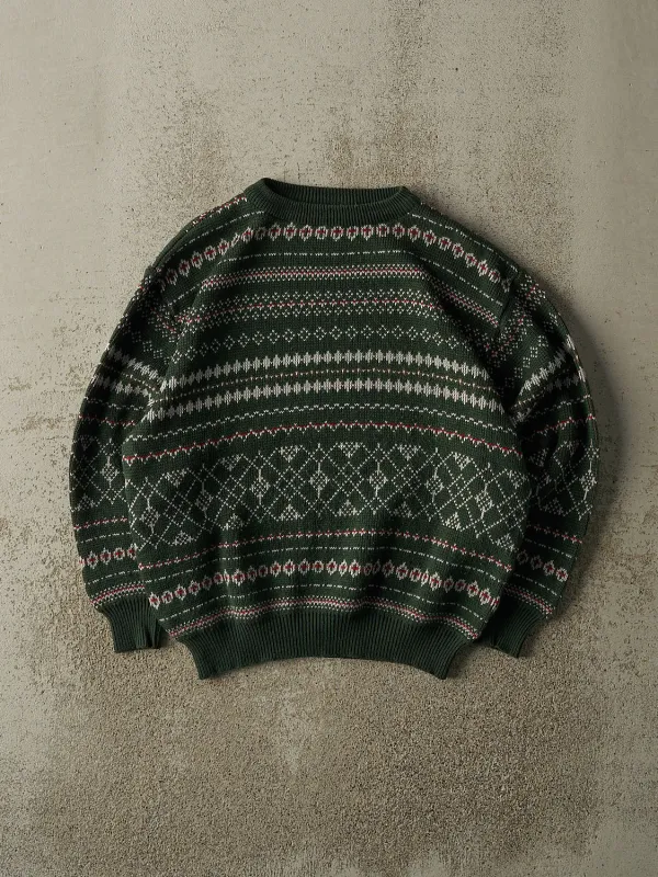 Vintage 90s Green Patterned Knit (S) sold by Rebalance Vintage