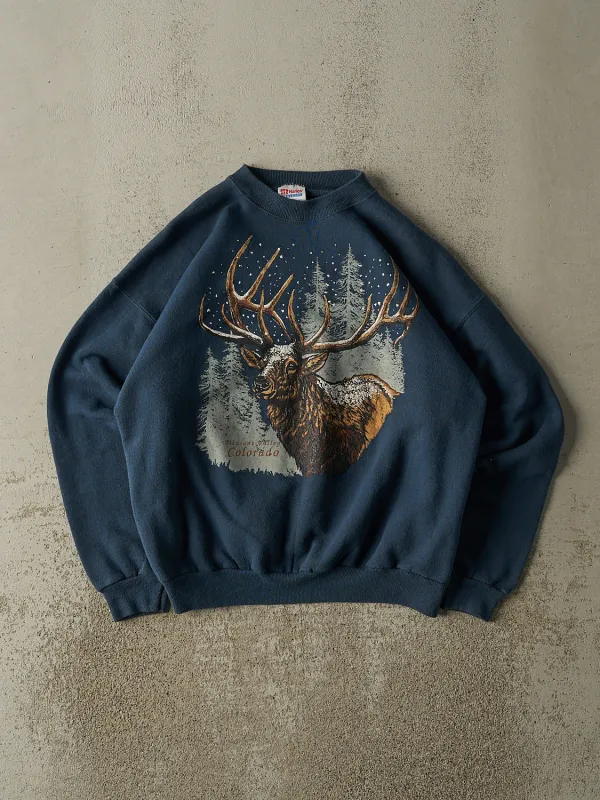 Vintage 80s Teal Colorado Deer Crewneck (M) sold by Rebalance Vintage