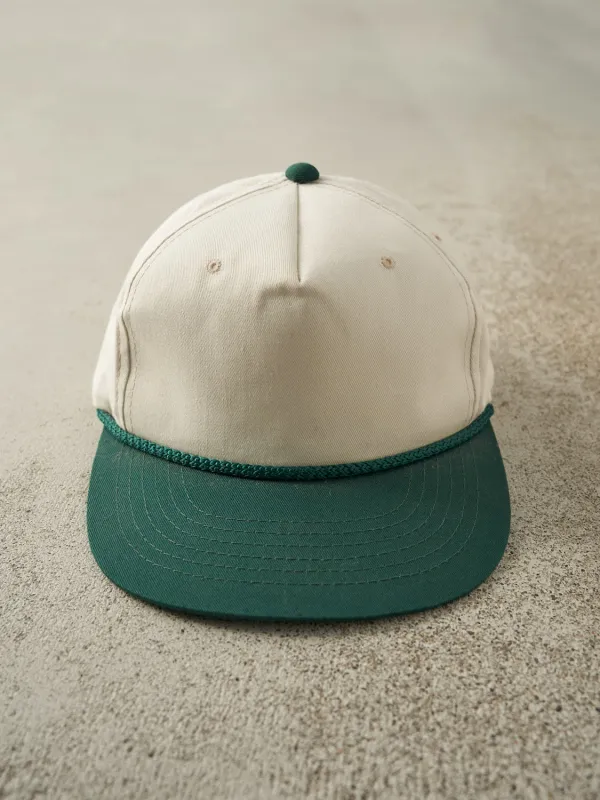 Vintage 90s White & Green Leather Strapback (O/S) sold by Rebalance Vintage