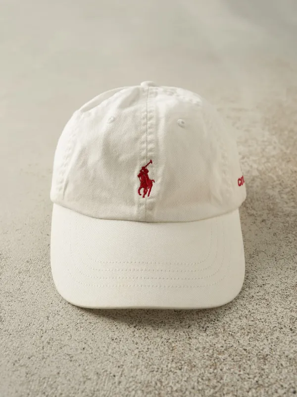 Vintage Y2K White & Red Polo Ralph Lauren Cornell University Strapback (O/S) sold by Rebalance Vintage