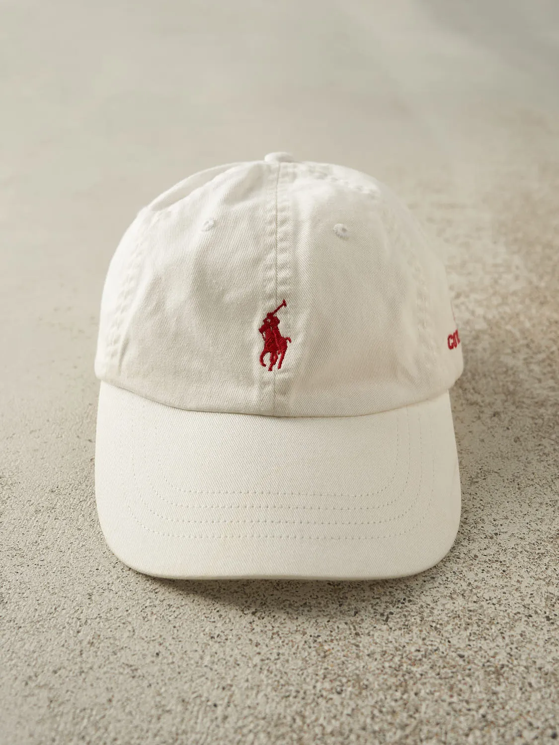 Vintage Y2K White & Red Polo Ralph Lauren Cornell University Strapback (O/S) sold by Rebalance Vintage
