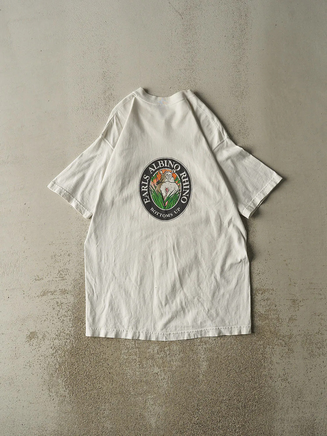 Vintage 90s White Earls Albino Rhino Ale Beer Tee (M/L) sold by Rebalance Vintage product image thumbnail 2