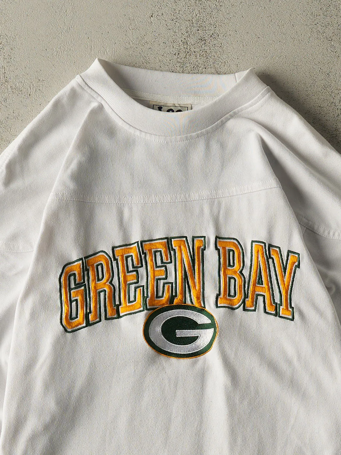 Vintage 90s White Green Bay Packers Embroidered Long Sleeve (M/L) sold by Rebalance Vintage product image thumbnail 3