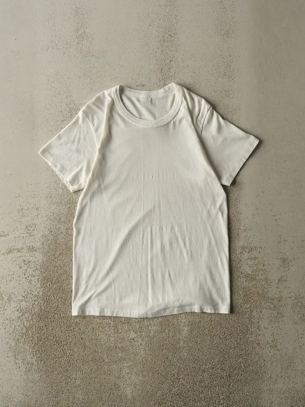 Vintage 80s White Blank Single Stitch Tee (XS/S) sold by Rebalance Vintage