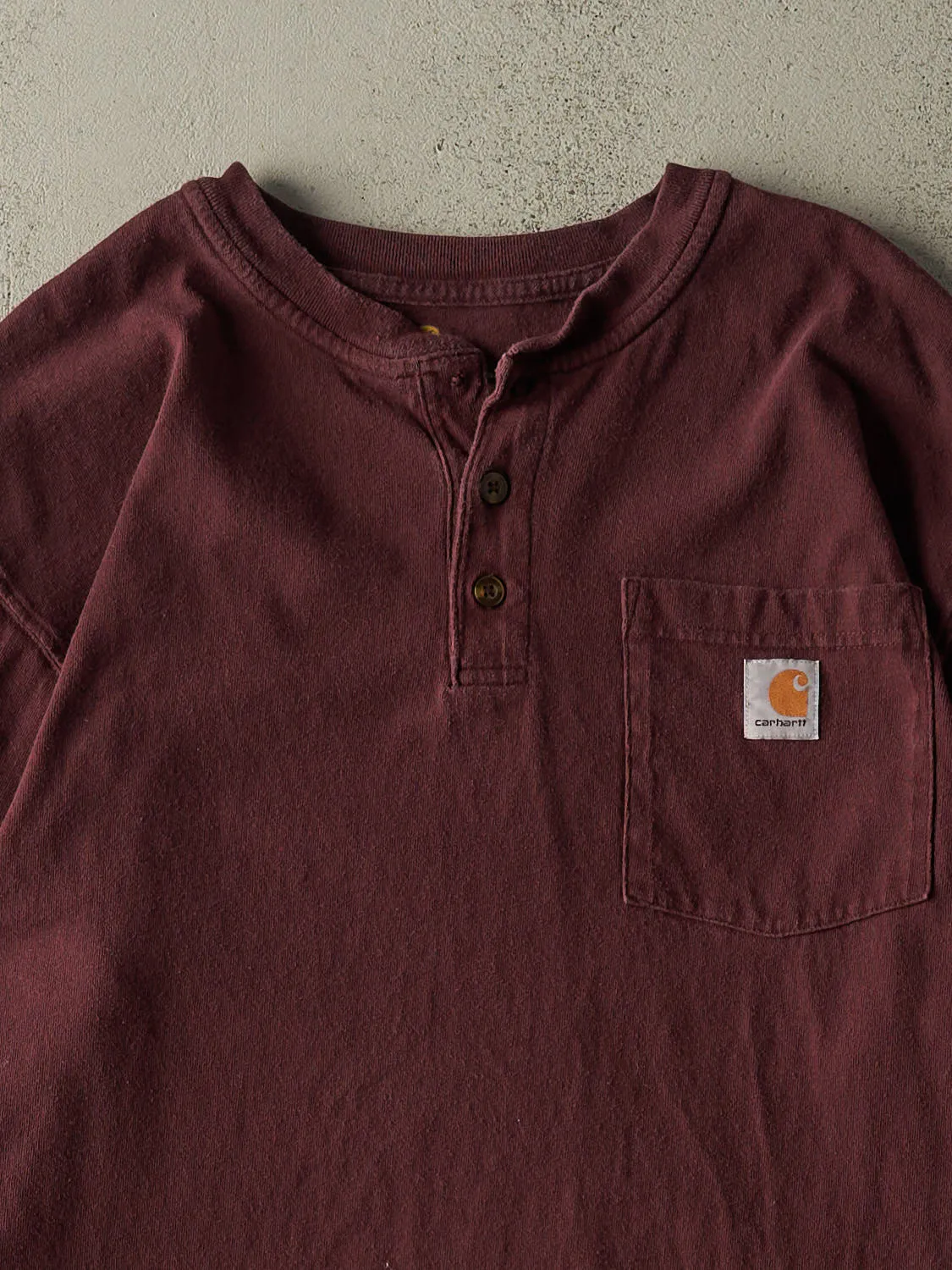 Vintage Y2K Burgundy Carhartt Quarter Button Pocket Long Sleeve (XL/XXL) sold by Rebalance Vintage product image thumbnail 2