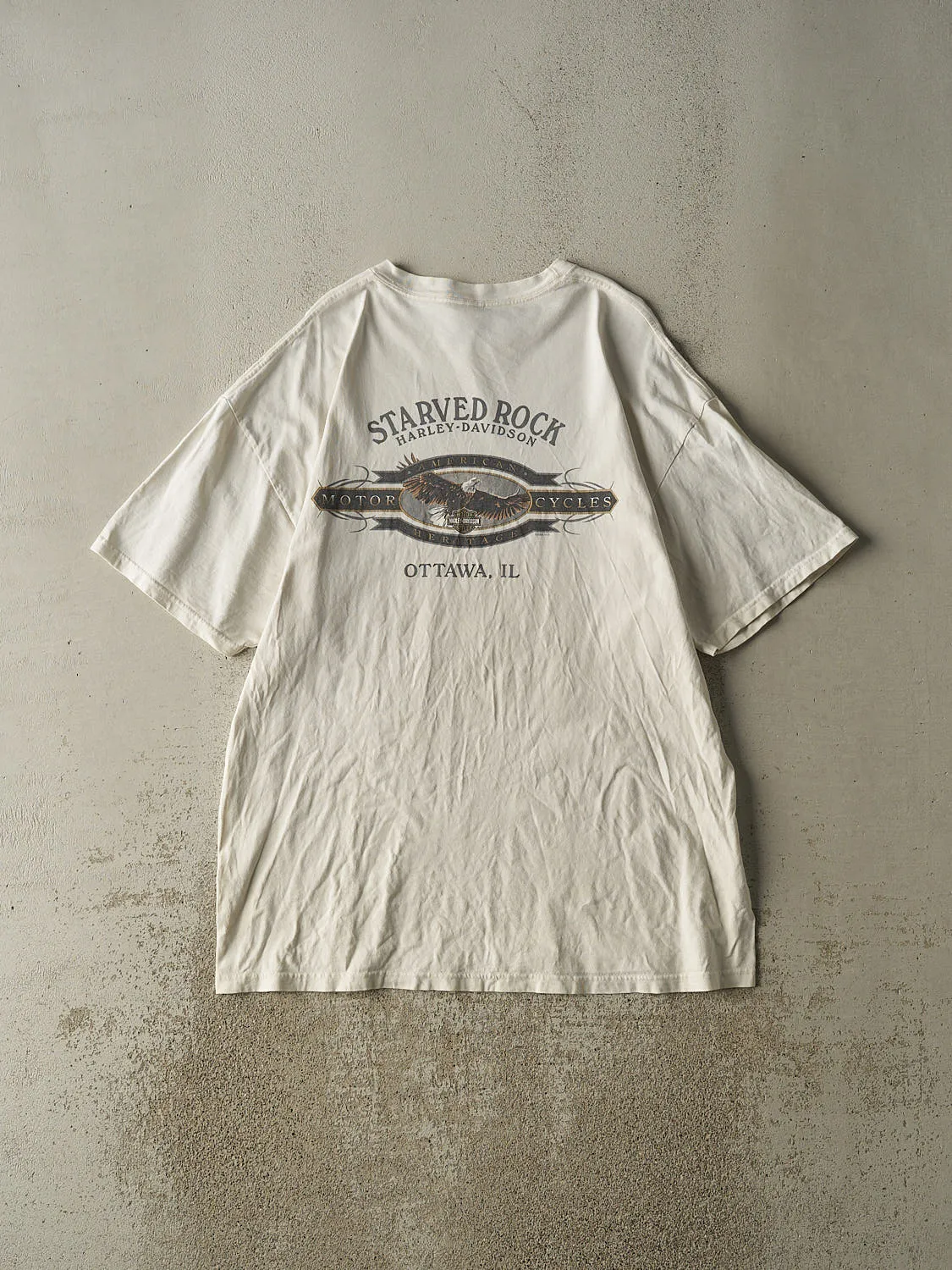 Vintage 07' Beige Harley Davidson Ottawa IL Tee (XL/XXL) sold by Rebalance Vintage product image thumbnail 2