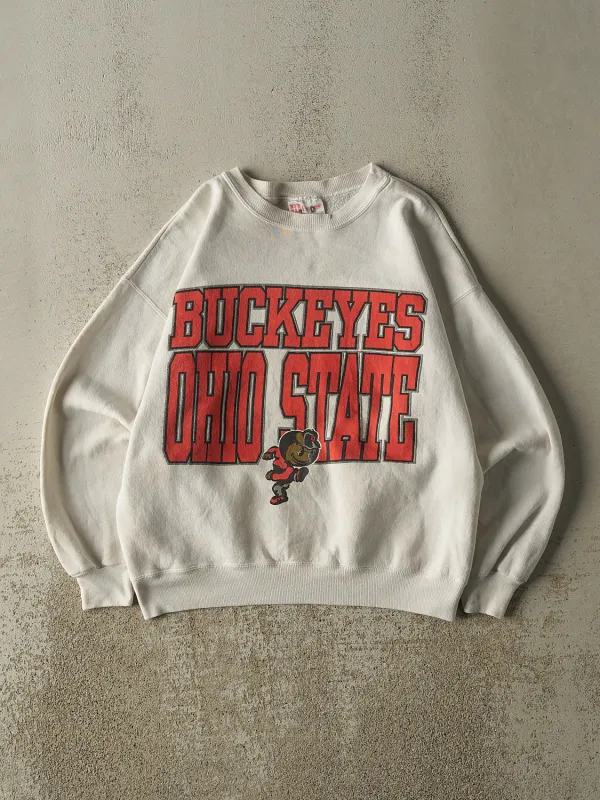 Vintage 90s White Ohio State University Buckeyes Crewneck (S/M) sold by Rebalance Vintage