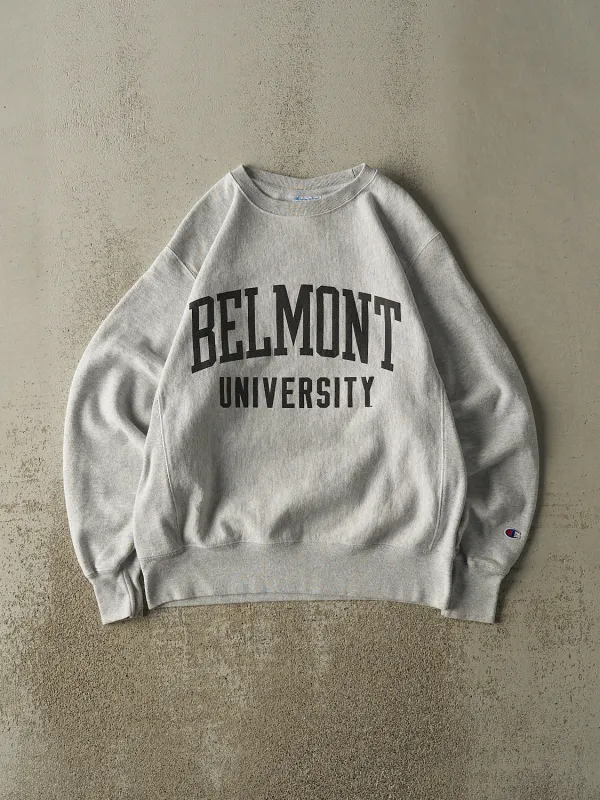 Vintage Y2K Heather Grey Belmont University Champion Reverse Weave Crewneck (M) sold by Rebalance Vintage