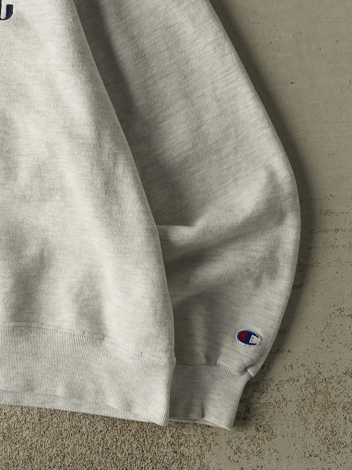 Vintage 90s Heather Grey Champion Embroidered Crewneck (S/M) sold by Rebalance Vintage product image thumbnail 4