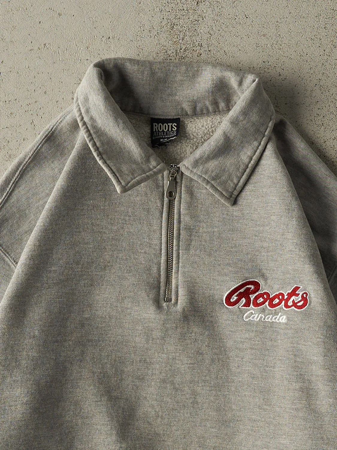 Vintage Y2K Grey Roots Athletics Embroidered Quarter Zip Sweater (S/M) sold by Rebalance Vintage product image thumbnail 2