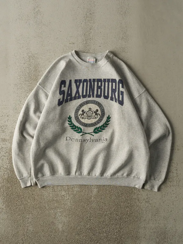 Vintage 85' Heather Grey Saxonburg PA Crewneck (M/L) made by Rebalance Vintage