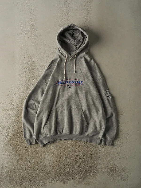 Vintage 90s Grey Bud Light NHL Embroidered Hoodie (L/XL) sold by Rebalance Vintage